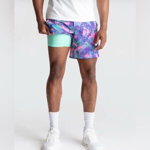 Birddogs Splatter Lined Gym Shorts Size XXL Pockets Drawstring Athletic Colorful